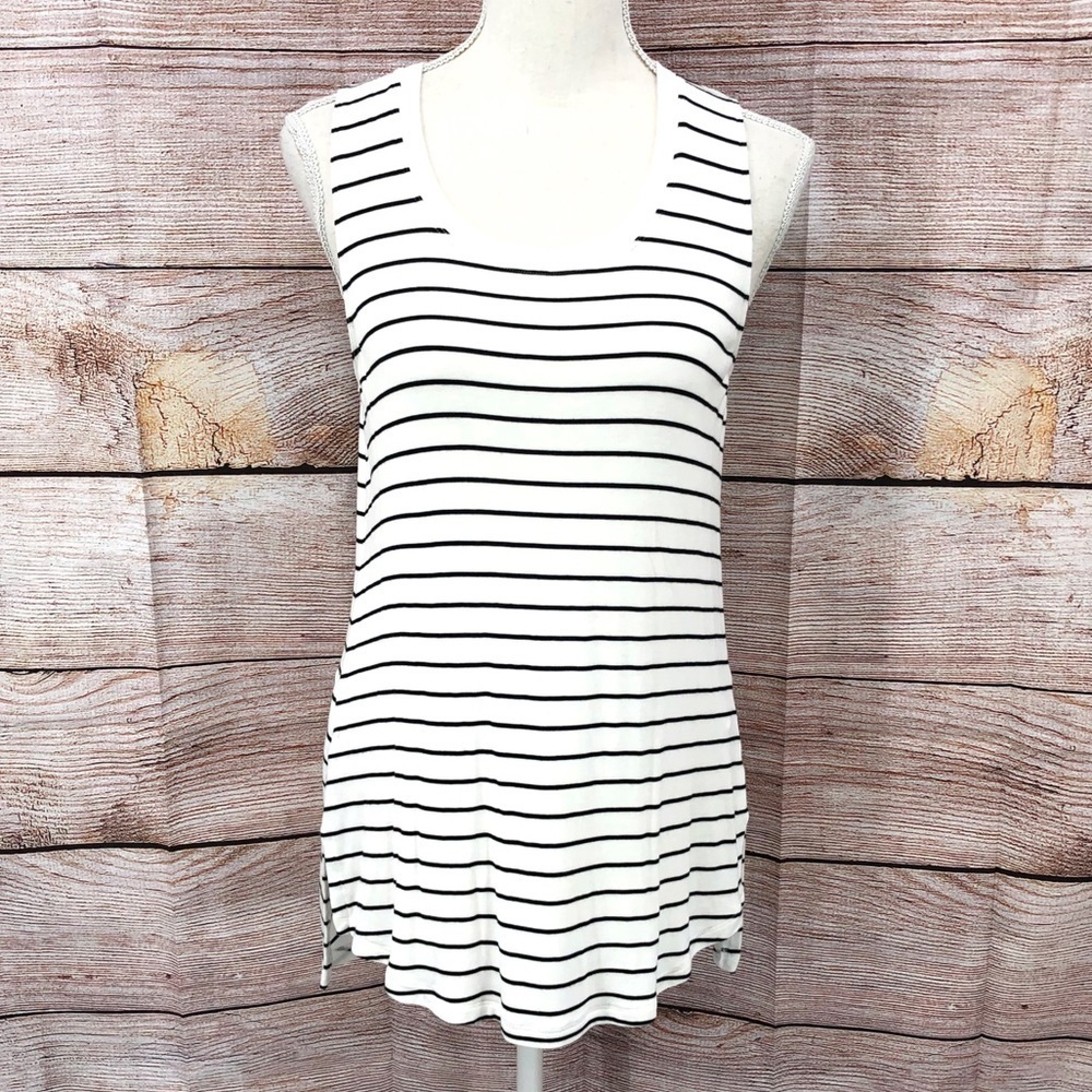 Cabi White and Black High Low Tank Top Size S